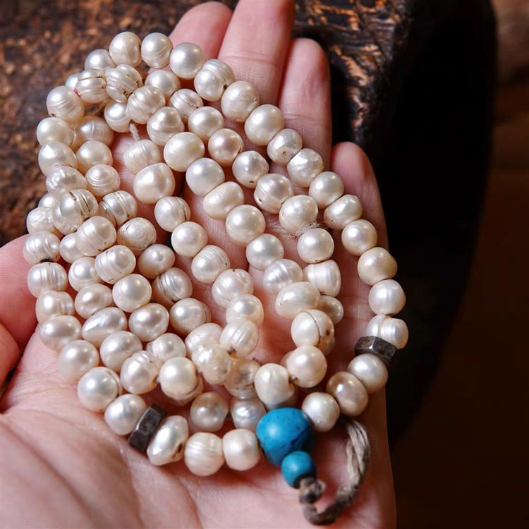 Vintage Tibetan Pearl Bead Necklace Bracelet