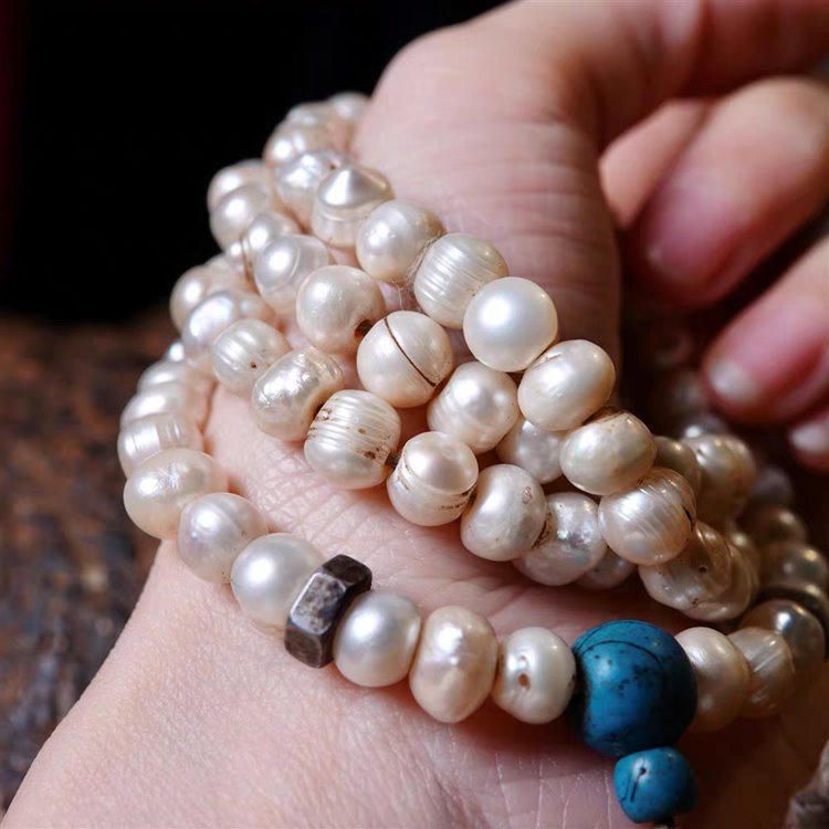 Vintage Tibetan Pearl Bead Necklace Bracelet