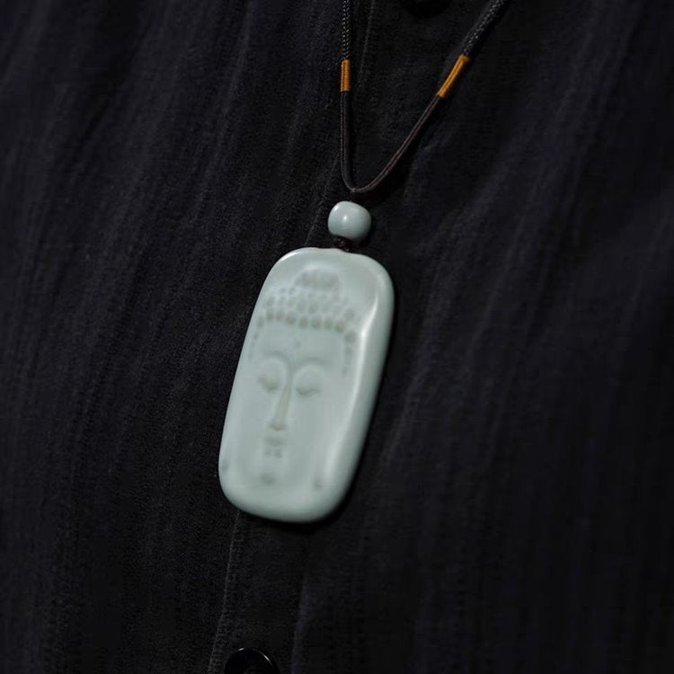 Porcelain Ceramic Buddha Portrait Pendant
