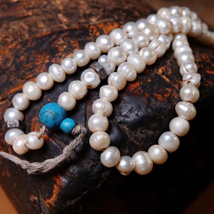 Vintage Tibetan Pearl Bead Necklace Bracelet
