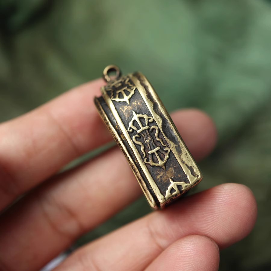 Antique Tibetan Copper Gau Pendant