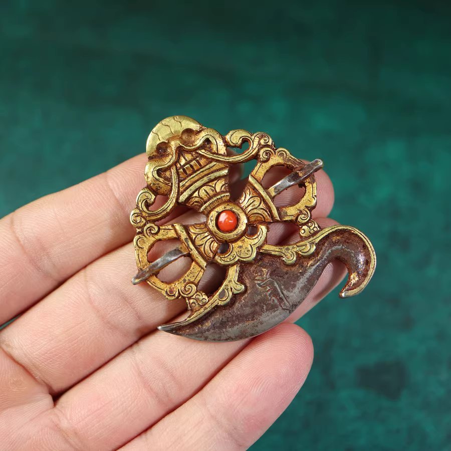 Vintage Tibetan 24k Gold Plated Iron Vajrayogini Pendant