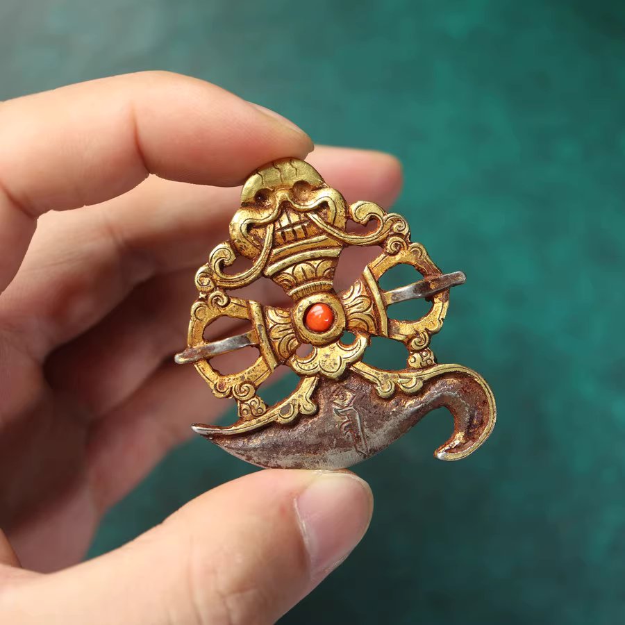 Vintage Tibetan 24k Gold Plated Iron Vajrayogini Pendant