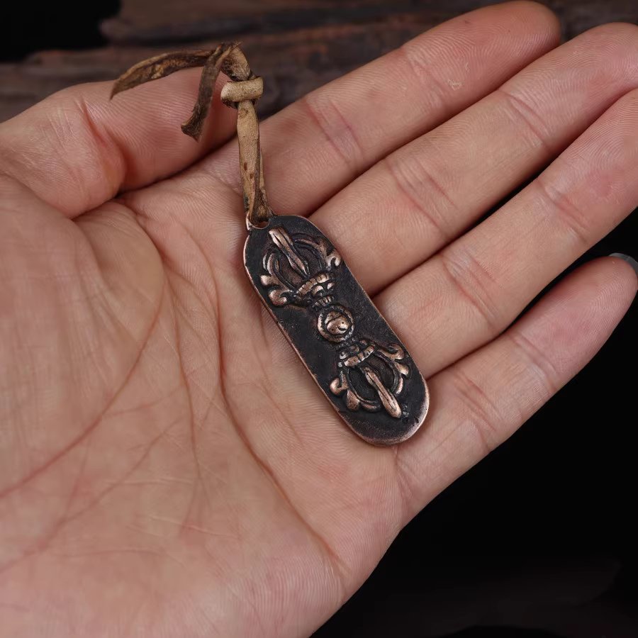 Vintage Tibetan Brass Vajra Pendant
