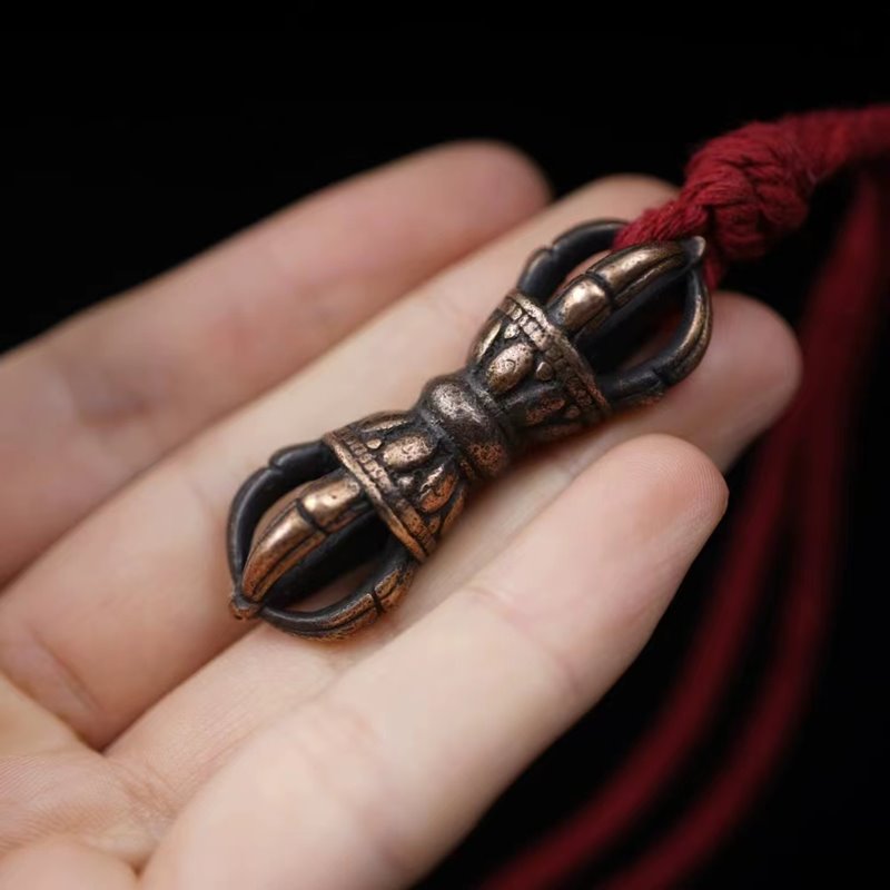 Vintage Tibetan Copper Lotus Scepter Pendant