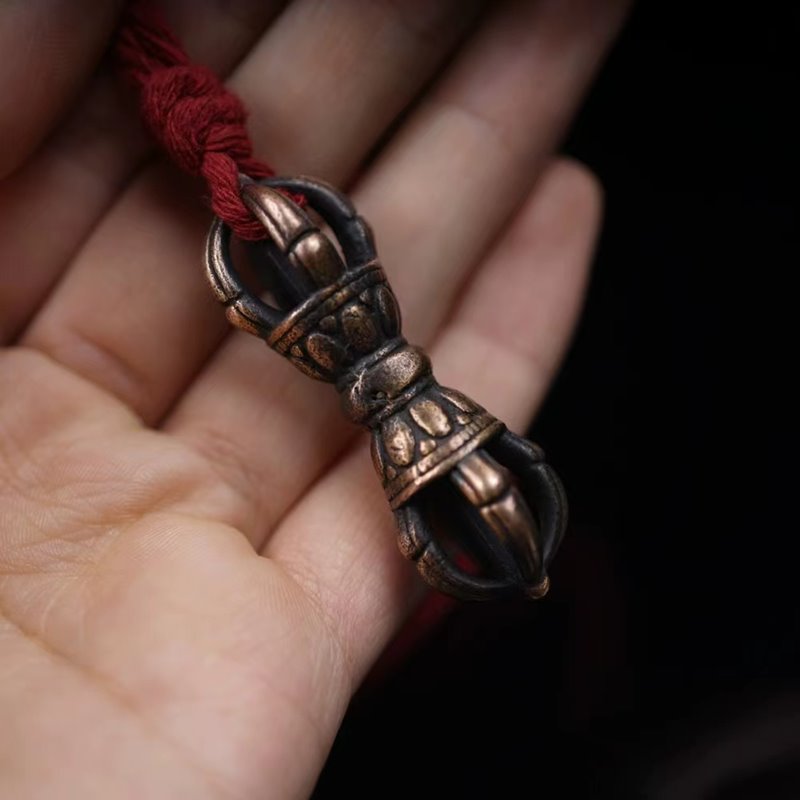 Vintage Tibetan Copper Lotus Scepter Pendant