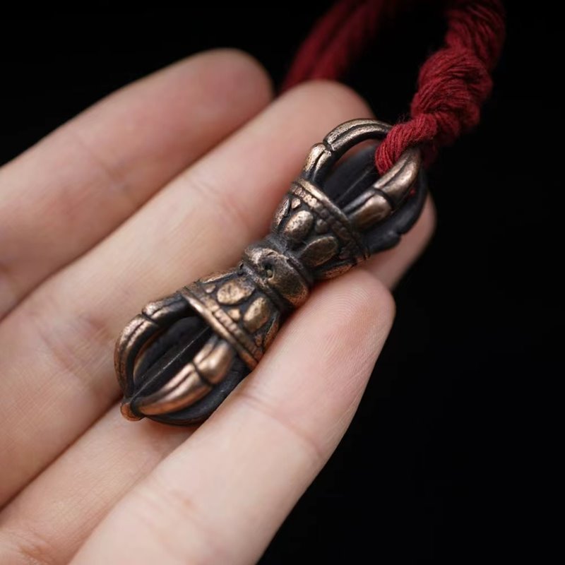 Vintage Tibetan Copper Lotus Scepter Pendant