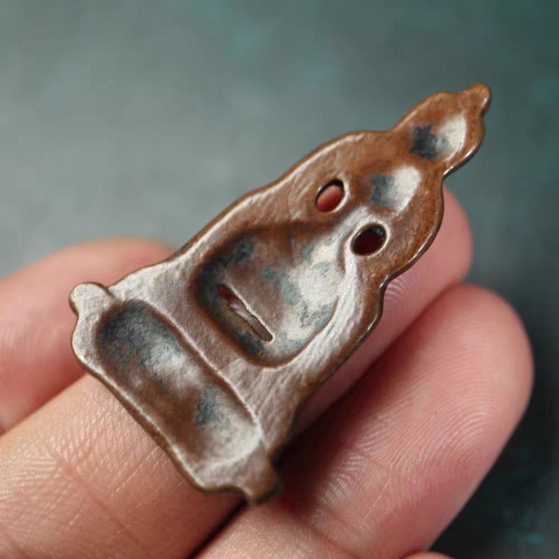 Vintage Tibetan Meteoric Iron Eath-Touching Buddha Amulet