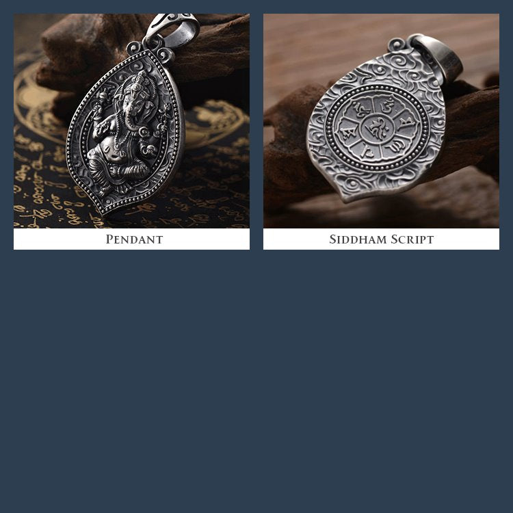Framed Lord of the People Silver Ganesha Pendant