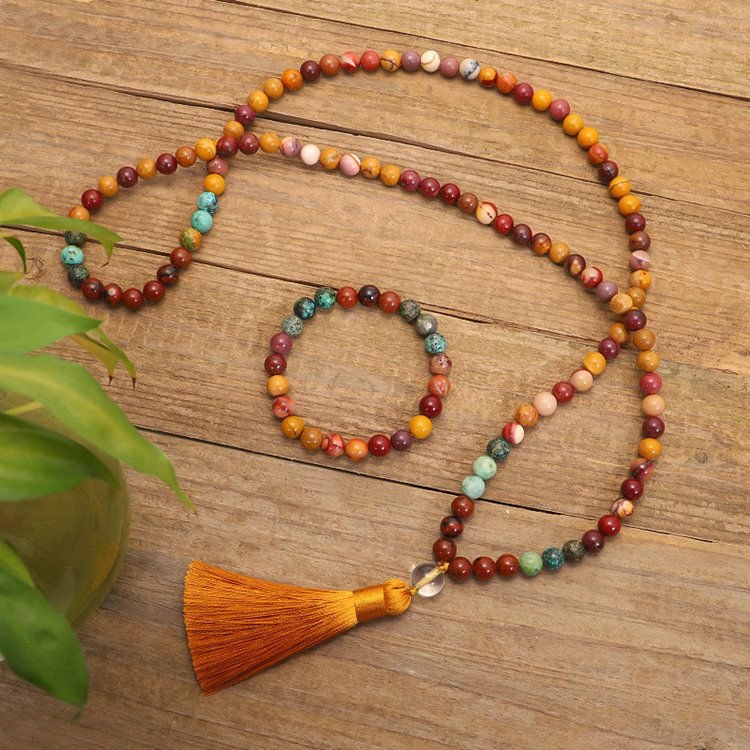 Agate African Turquoise Yoga Mala Beads