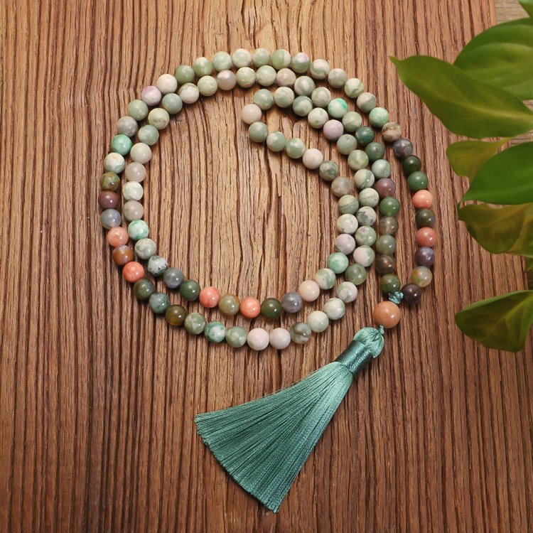 Agate Amazonite Mala Yoga Beads