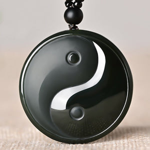 Black Jade Yin Yang Pendant Necklace