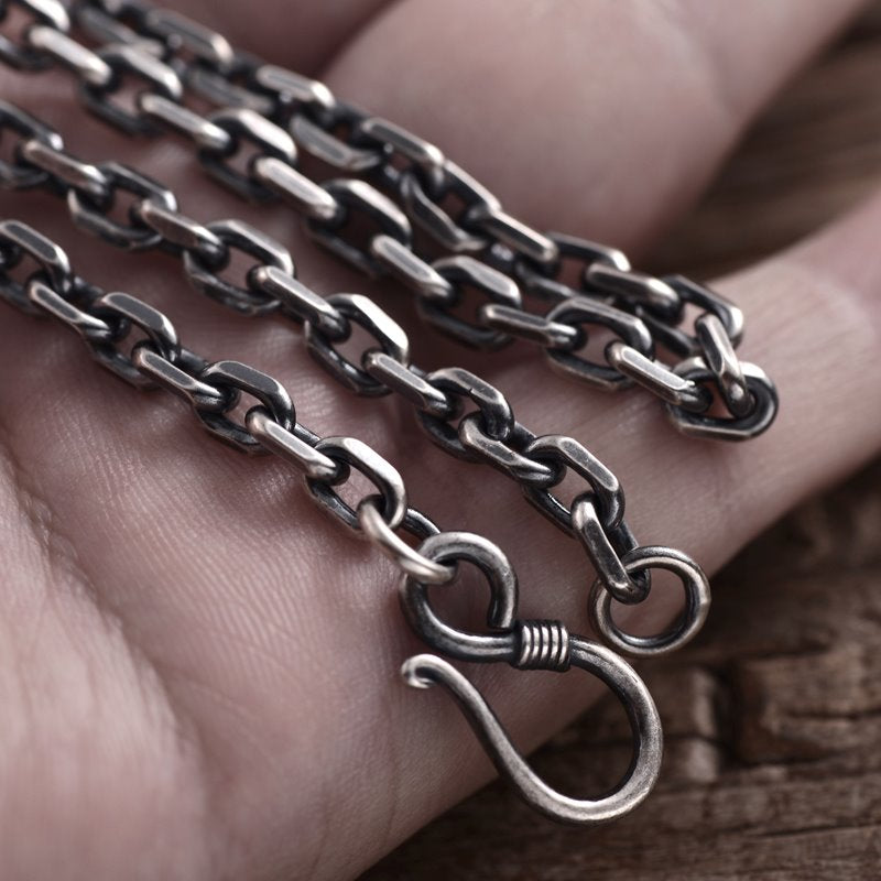 Cable Chain Necklace Hook and Eye Clasp 6mm