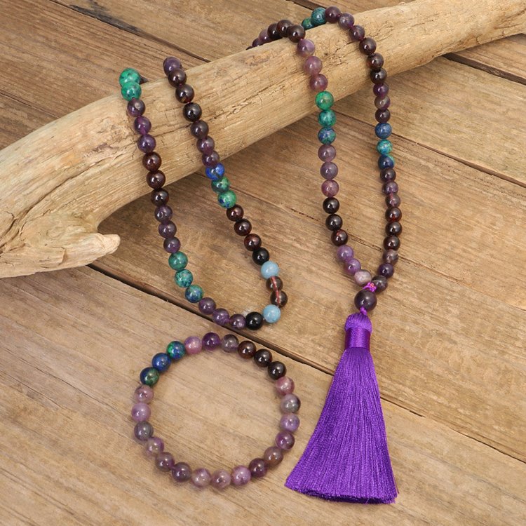 Garnet Amethyst Prayer Mala Beads