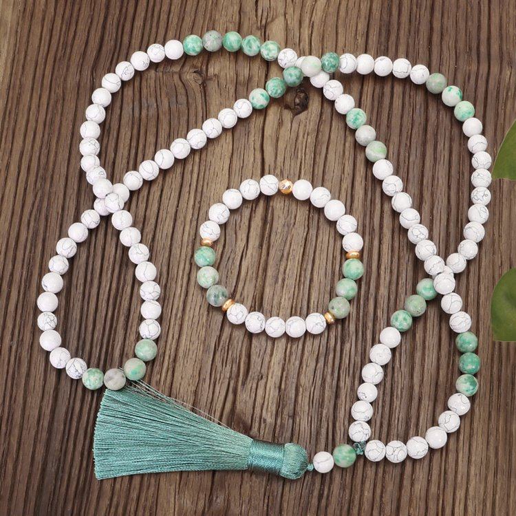 Howlite Amazonite Mala Meditation Beads