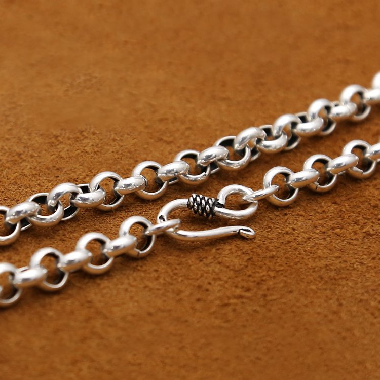 Rolo Chain Necklace Hook and Eye Clasp 5mm