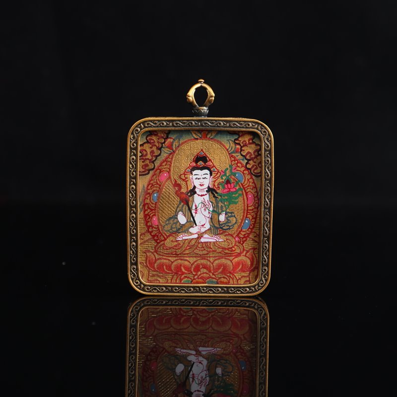 Tibetan Hand-Painted Akasagarbha Thangka Pendant