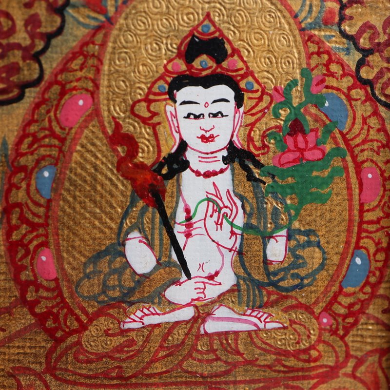 Tibetan Hand-Painted Akasagarbha Thangka Pendant