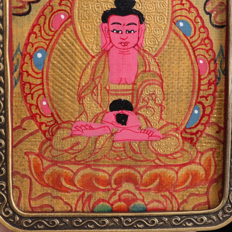 Tibetan Hand-Painted Amitabha Buddha Thangka Pendant