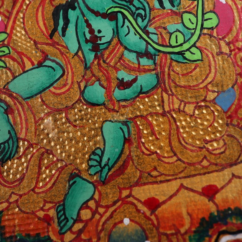 Tibetan Hand-Painted Green Tara Thangka Pendant