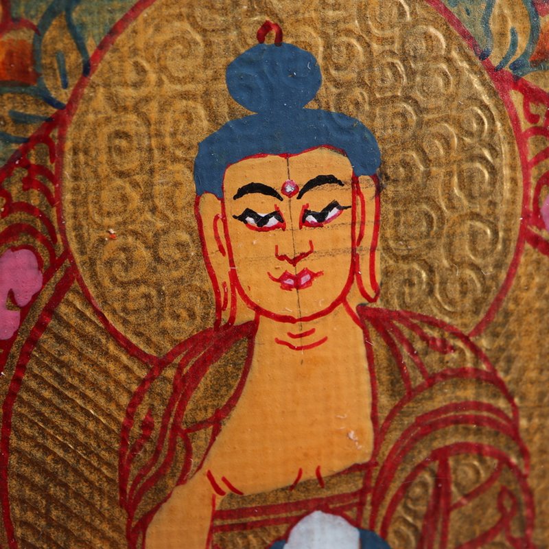 Tibetan Hand-Painted Shakyamuni Thangka Pendant