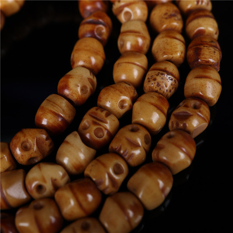 Tibetan Yak Bone Impermanence Skull Mala Beads