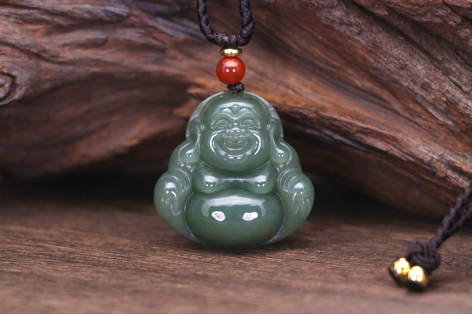 Buddha — Light green jade buddha pendant necklace | seree