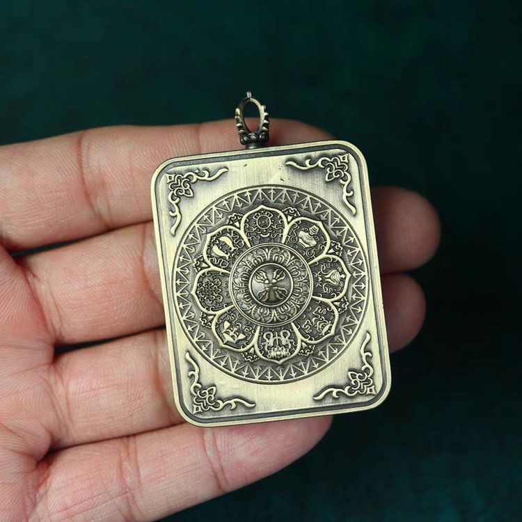 Tibetan Hand-Painted Green Tara Thangka Pendant