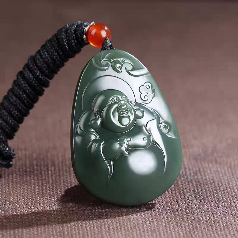 Real Jade Laughing Buddha Pendant