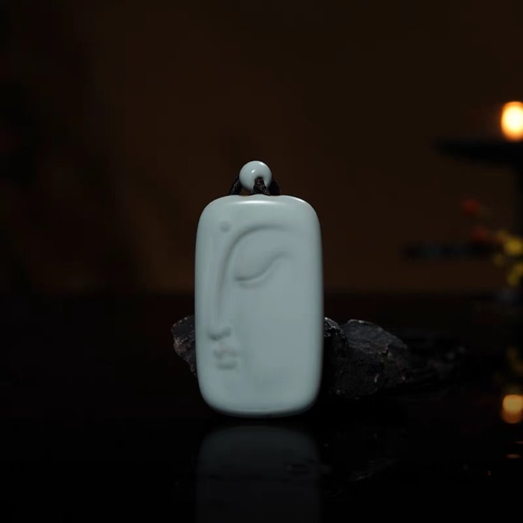Contemporary Porcelain Buddha Head Pendant