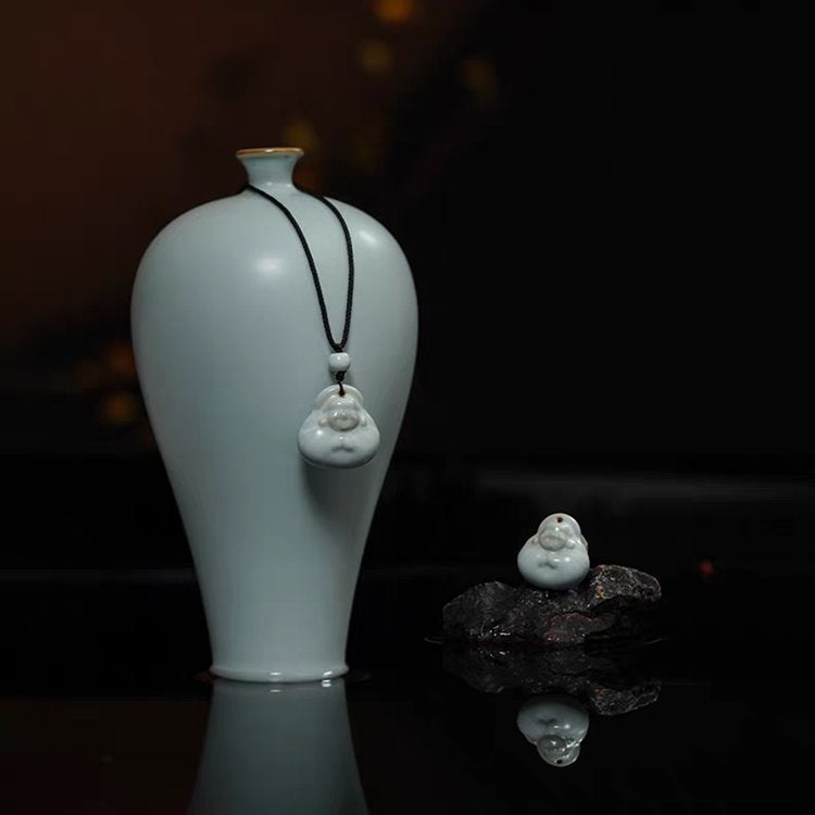 Porcelain Laughing Buddha Pendant