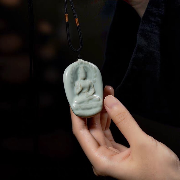 Blue and White Porcelain Buddha Pendant