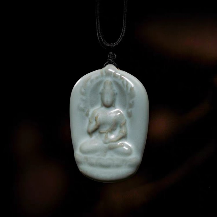 Blue and White Porcelain Buddha Pendant