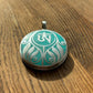 Crushed Turquoise Silver Om Lotus Nepali Necklace