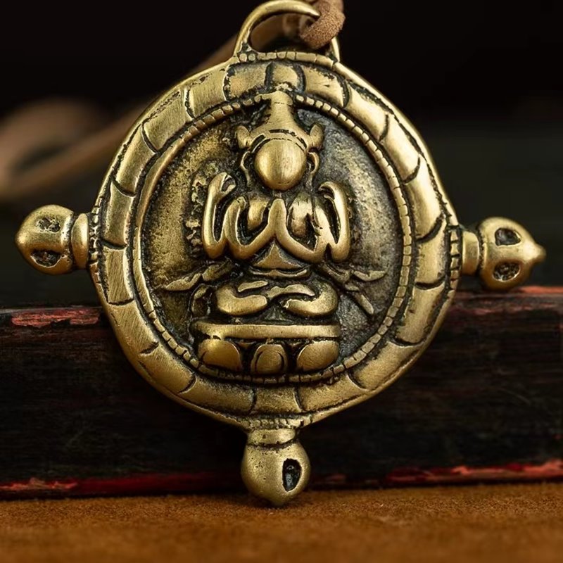 Vintage Tibetan Brass Guanyin Amulet