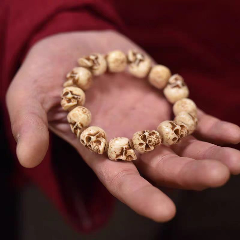 Tibetan Deer Antler Impermanence Skull Mala