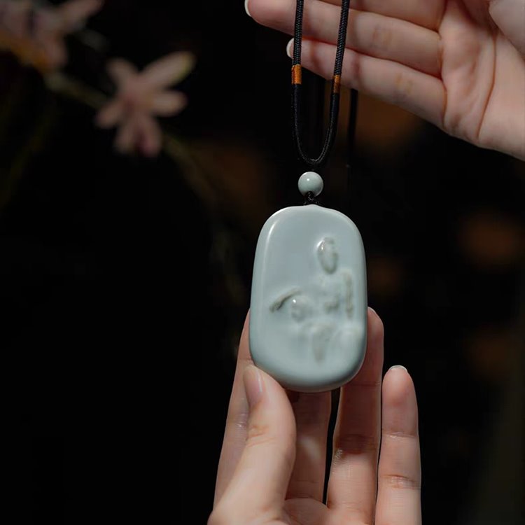 Porcelain Royal Ease Kuan Yin Pendant