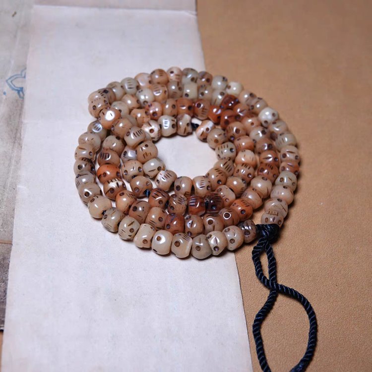 Tibetan Yak Bone Mens Mala Necklace