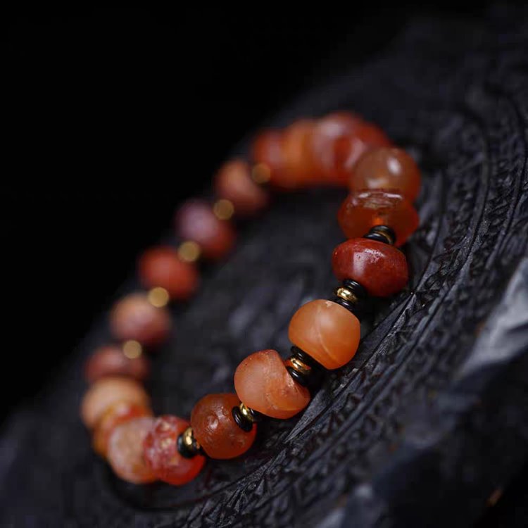 Vintage Tibetan Agate Wrist Mala Prayer Beads