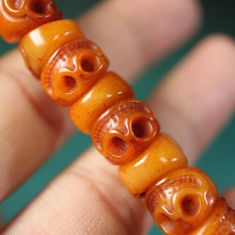 Vintage Tibetan Yak Bone Skull Prayer Beads