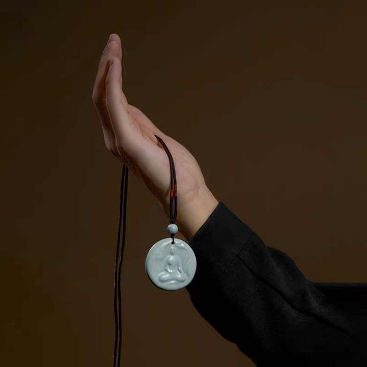 Earth Touching Small Ceramic Buddha Pendant