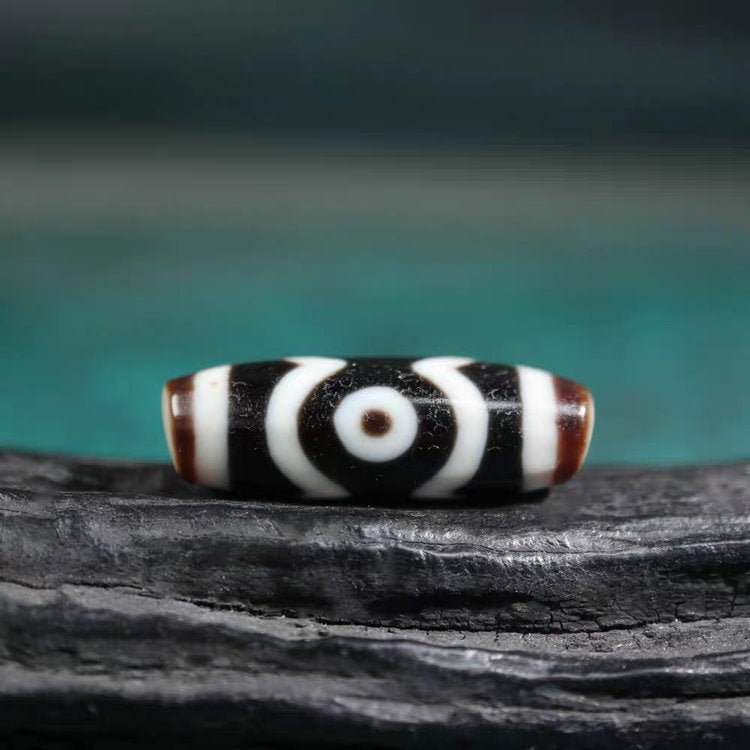 Amulet of Happiness, Honor and Long Life 3 Eye Dzi Bead