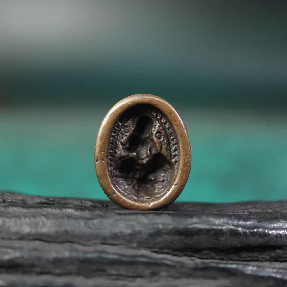 Vintage Tibetan Iron Green Tara Mantra Pendant