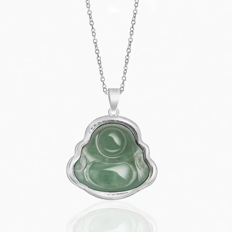 Green Jade Laughing Buddha Chain