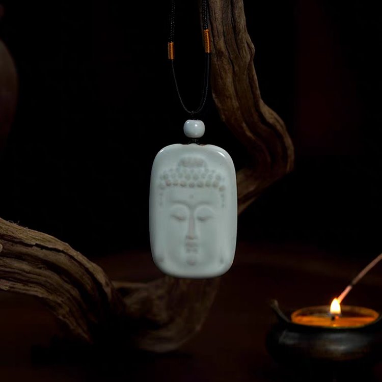 Porcelain Ceramic Buddha Portrait Pendant