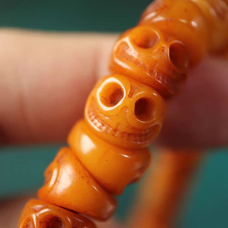Vintage Tibetan Yak Bone Skull Prayer Beads