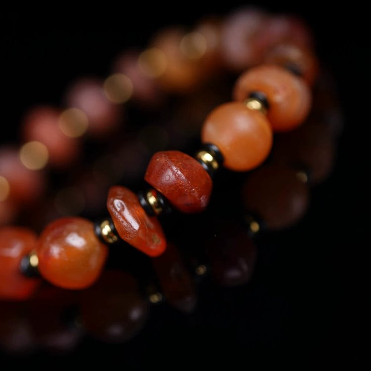 Vintage Tibetan Agate Wrist Mala Prayer Beads
