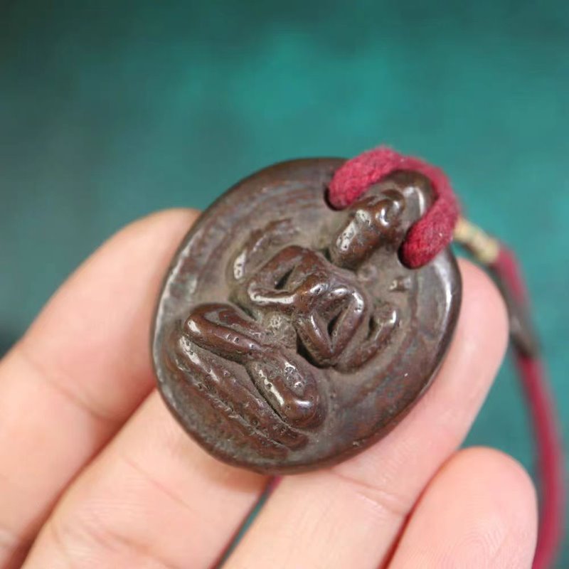Vintage Tibetan Meteoric Iron Guan Yin Pendant