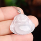 Clear White Jade Lady Laughing Buddha Pendant