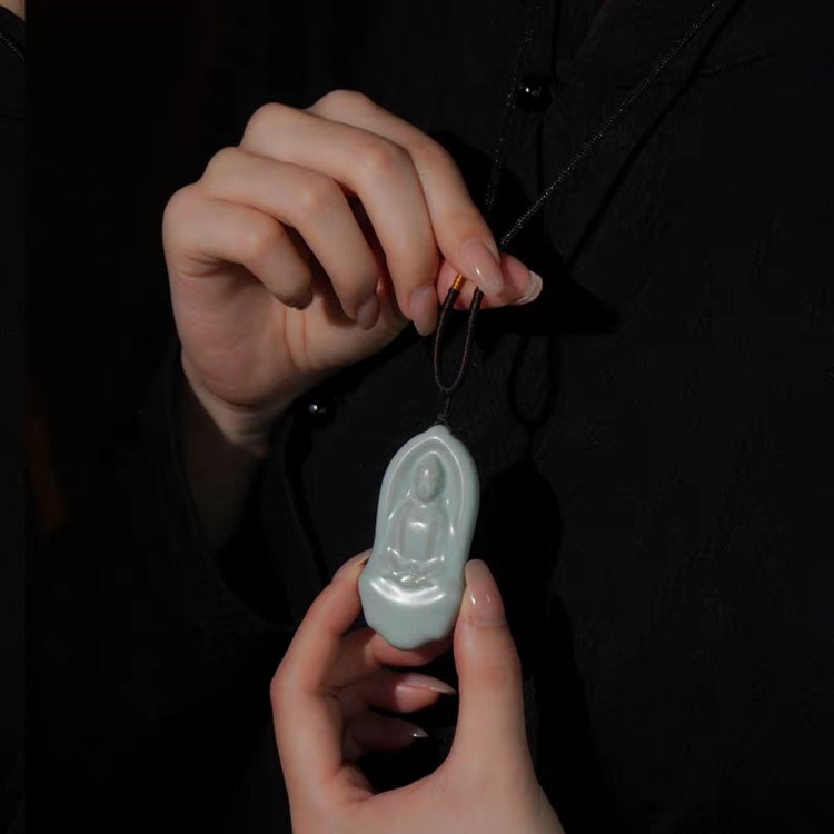 Porcelain Dhyana Mudra Buddha Pendant